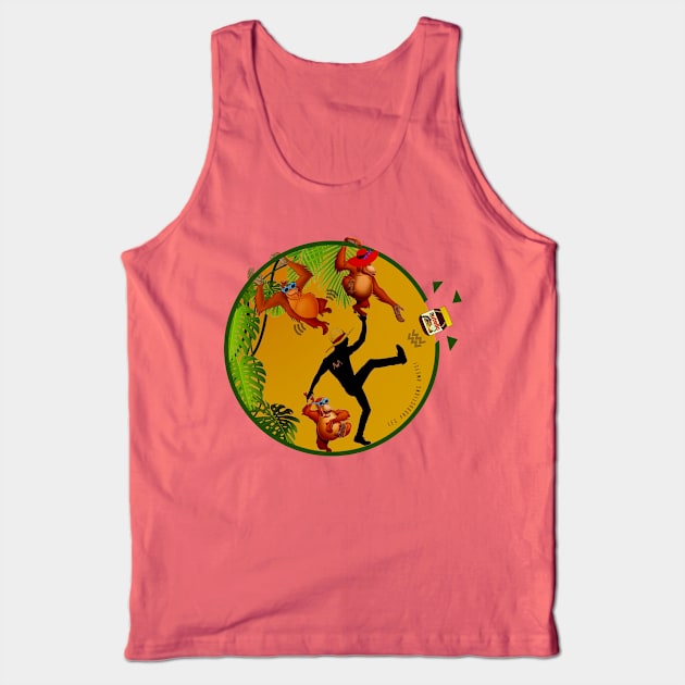 Love Orangutans Forest Jungle & Animals Protection | Palm Tree & Cartoon 80s | Stop Eat Chocolate spread kick it | Green & Gold colors Tank Top by 617406